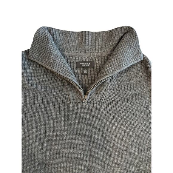 NORDSTROM MEN'S SHOP CABLE KNIT WOOL BLEND 1/2 ZIP SWEATER NWOT SIZE LARGE - Picture 3 of 7